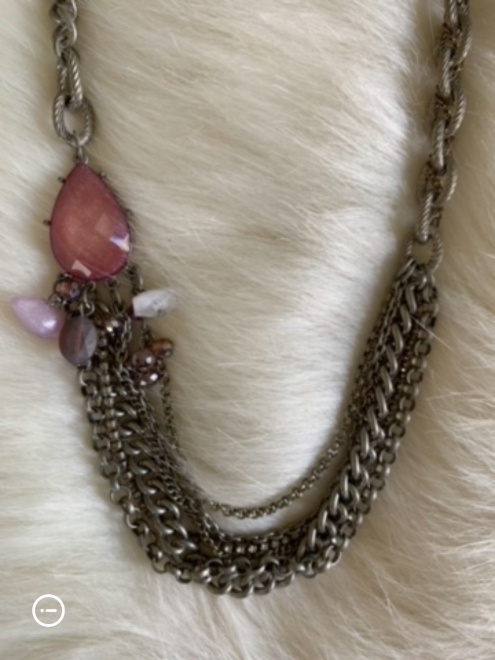Delicate Pink Stone Multi-Chain Necklace - Picture 3 of 6